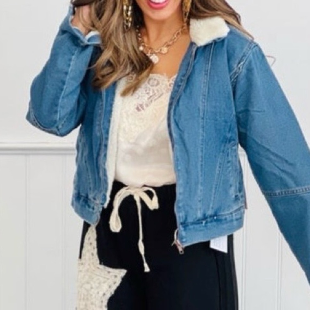 Iris Blue Jean Jacket with White Accents 21